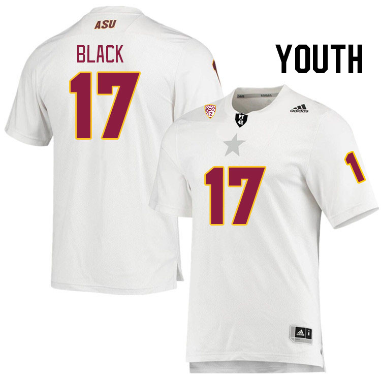 Youth #17 Kaleb Black Arizona State Sun Devils College Football Jerseys Stitched Sale-White - Click Image to Close